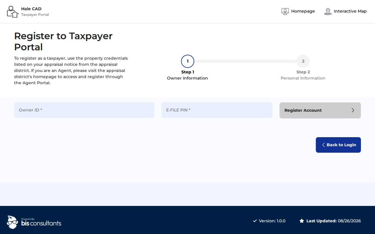 Plainview neighbors reference to Hale CAD taxpayer portal registration
