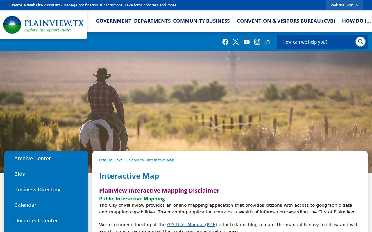 Plainview street directory City GIS launch page